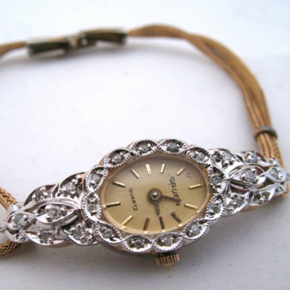 Vintage GRUEN Diamonds Watch 1/40 10K RGP Gold main image 7
